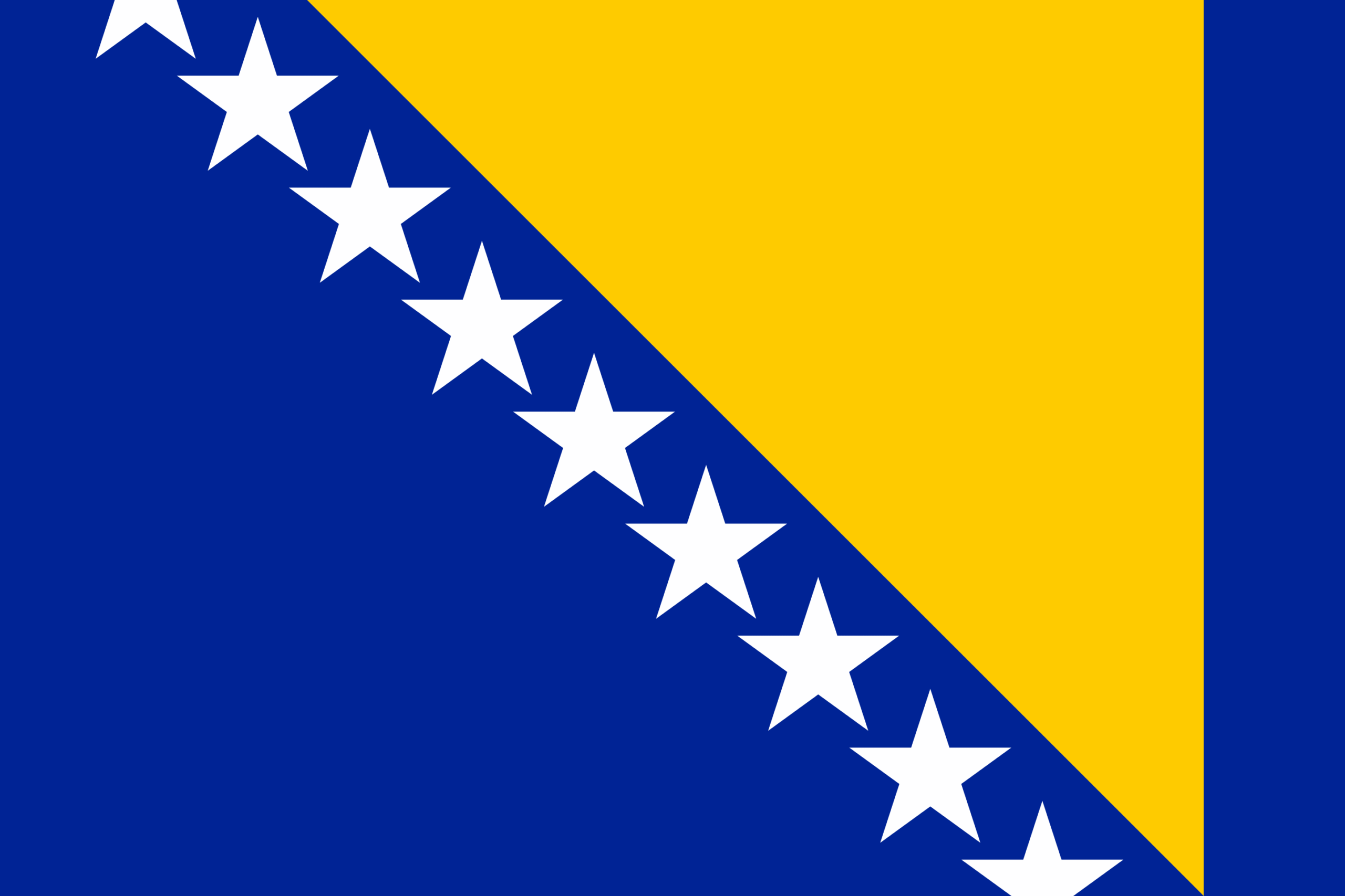 Bosnia en Herzegovina vlag, kleurrijke nationale vlag met sterren en diagonale kleuren, symbool voor Bosnische identiteit en patriottisme.